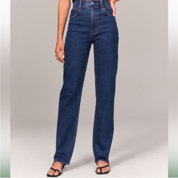 Abercrombie & Fitch The 90s Straight Ultra High Rise jeans Curve Love 34/18R - Picture 1 of 10